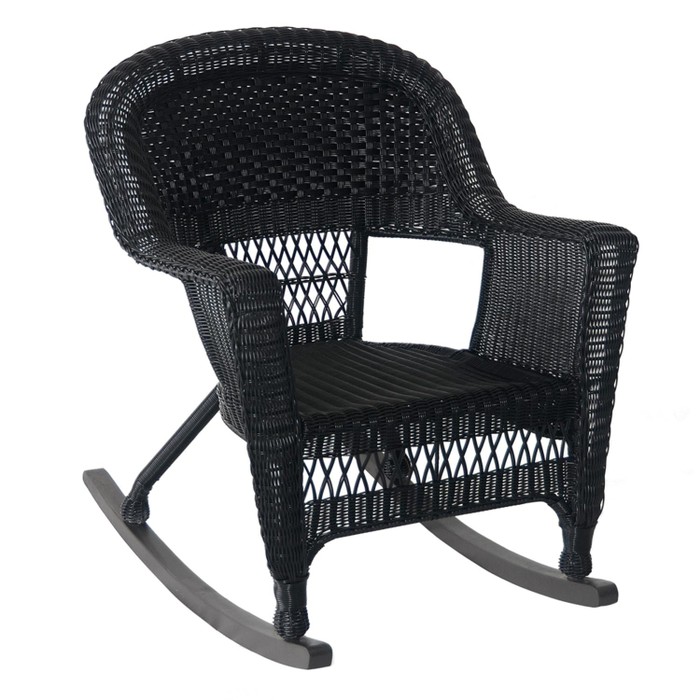 2-Piece Tiana Black Resin Wicker Patio Rocker Chairs Set - Green