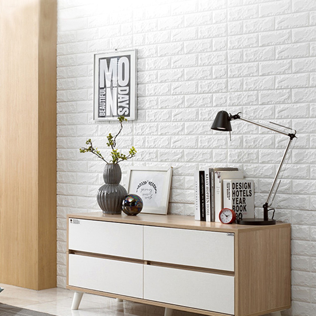 Peel And Stick 3d Wall Panel For Interior Wall Decor White Brick Wallpaper Tanga