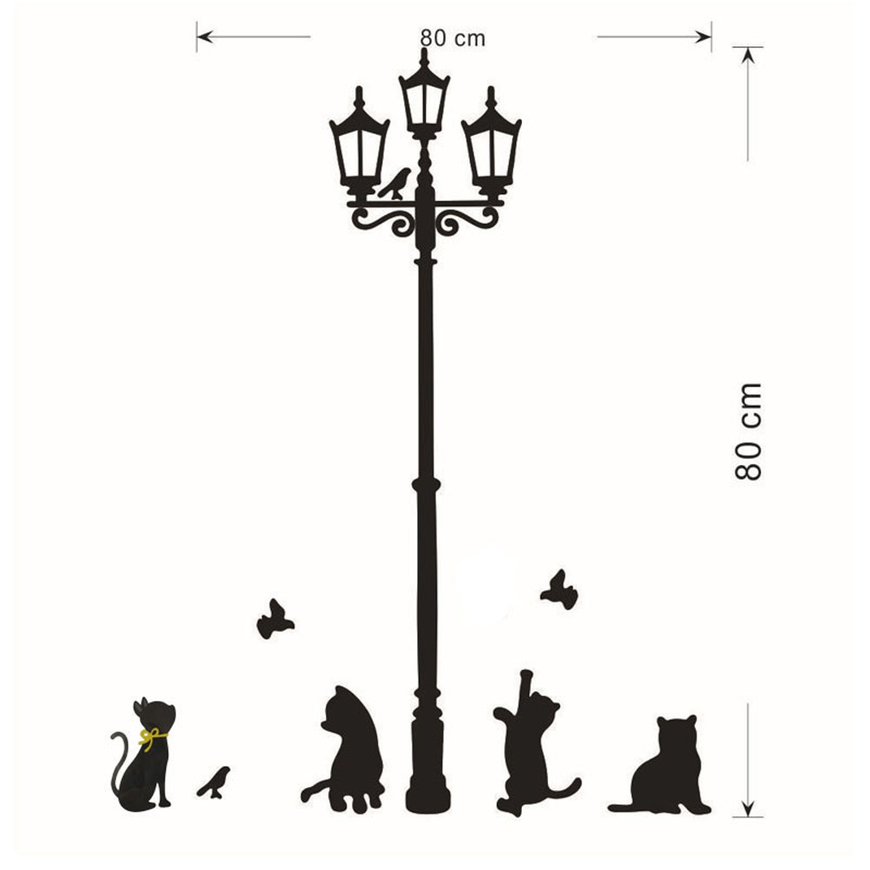 Cats Street Lamp Lights Stickers Wall Decal Removable Art Vinyl Decor Tanga