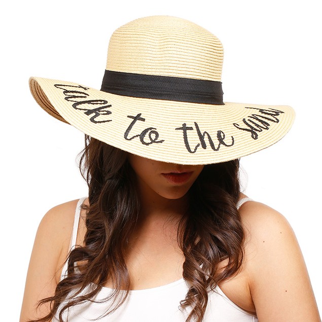 Embroidered Themed Adjustable Beach Floppy Hat - BelleChic