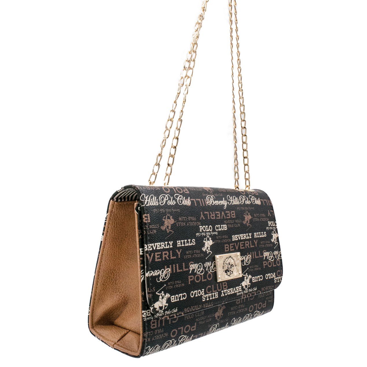 Women S Beverly Hills Polo Club Brown Cross Body Bag With Gold Hardware Tanga