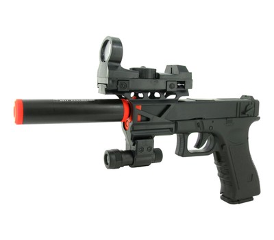 Electric Full Auto Tactical Terminator 2 Pistol Fps 150 Silencer Red Dot Scope Flashlight Blowback Airsoft Gun Tanga