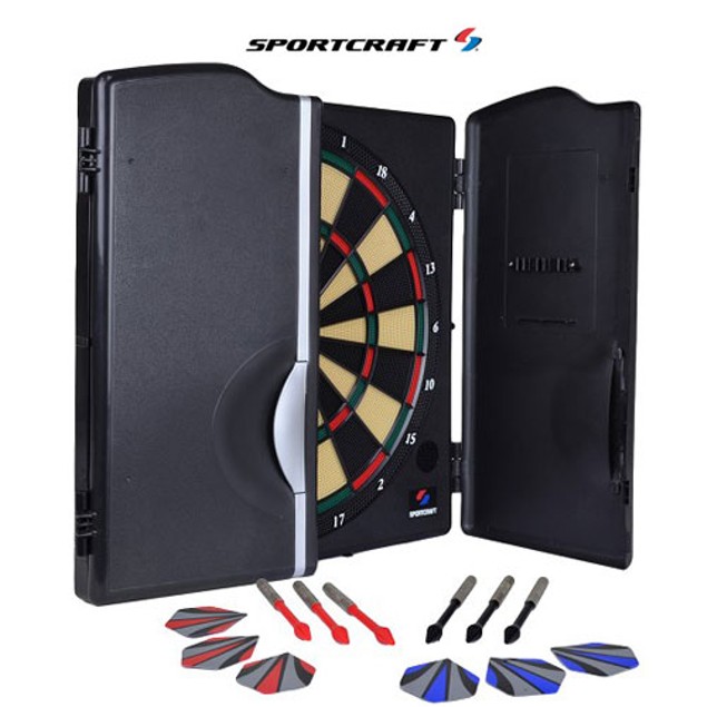 Sportcraft 2000 Electronic Dartboard and Cabinet Set with 32 Games - Tanga